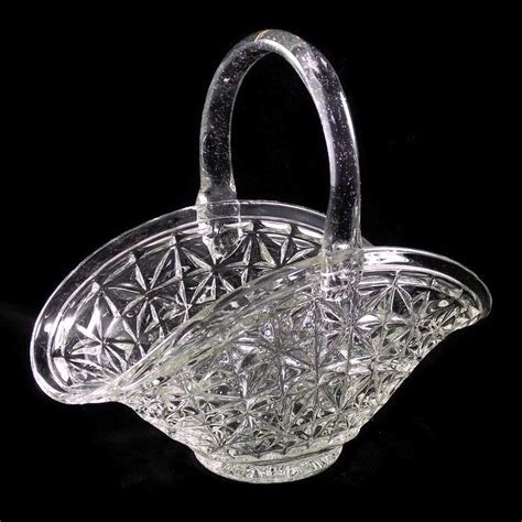 Lovely Vintage Cut Glass Fruit Basket With Handle