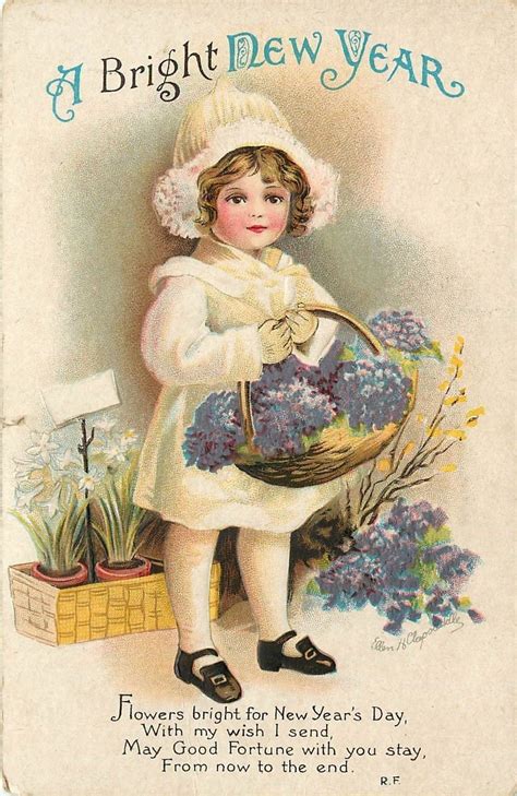 Artist Signed Clapsaddle~new Year Greetings~bells And Holly~pm 1908