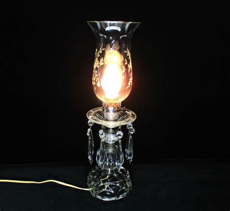 Crystal Hurricane Lamp Vintage Accent Lamp Boudoir Lighting Etsy Italia