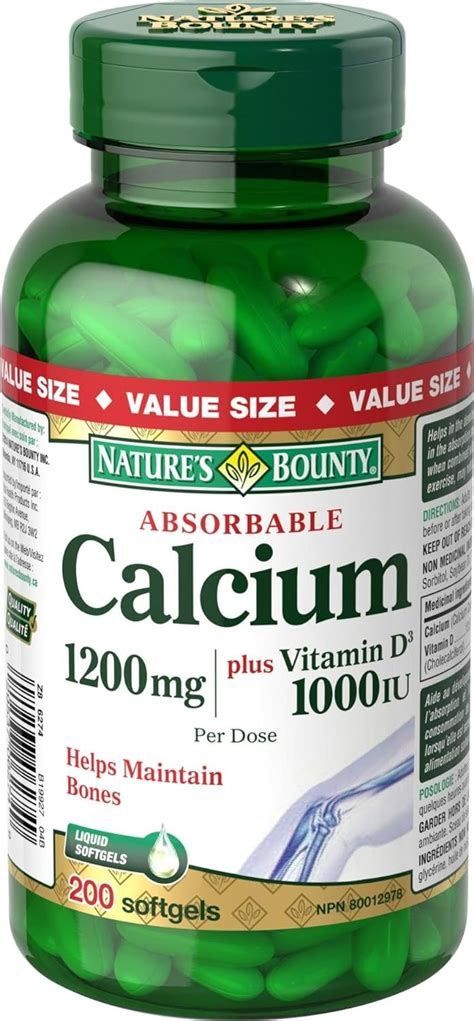 Natures Bounty Absorbable Calcium Plus Vitamin D3 1200 Mg