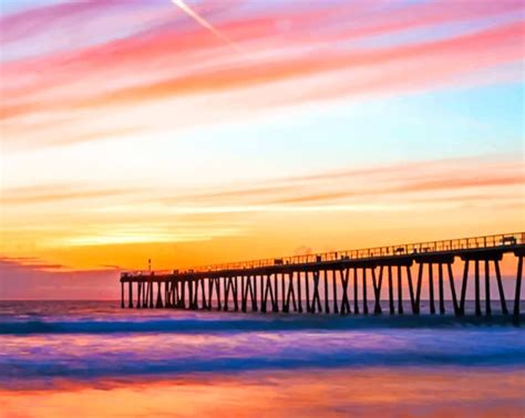 Hermosa Beach Pier Sunset Seascapes Paint By Numbers Canvas Paint By