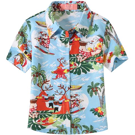 SSLR Big Girls Funny Xmas Button Down Ugly Hawaiian Christmas Shirt Blouses Button Down Shirts