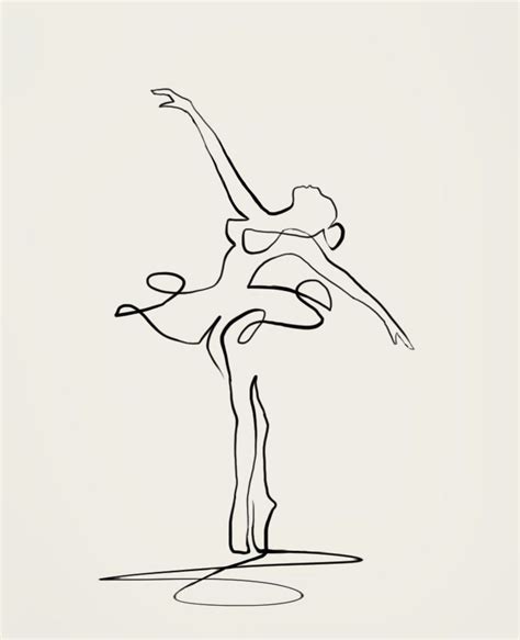 Abstract Ballerina Print Black White Ballet Print One Line Body Print