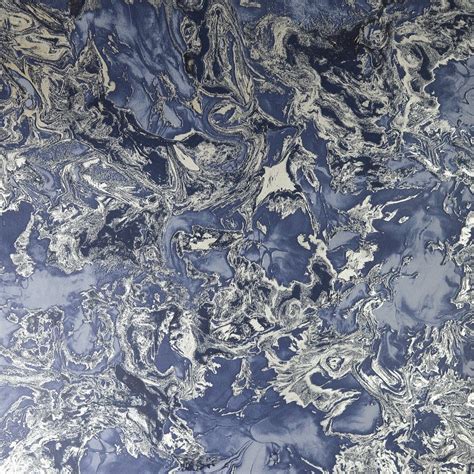 Debona Liquid Marble Wallpaper Navy Blue Silver Gold 6366