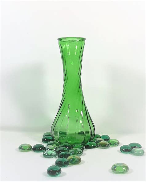 Vintagehoosier Green Glass Bud Vase Hoosier Glass 8 4064 Etsy