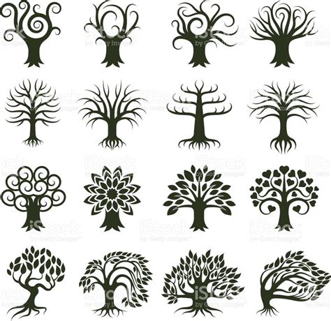 Green Tree Collection Icon Set Ilustraci N De Rbol Arte De Rboles