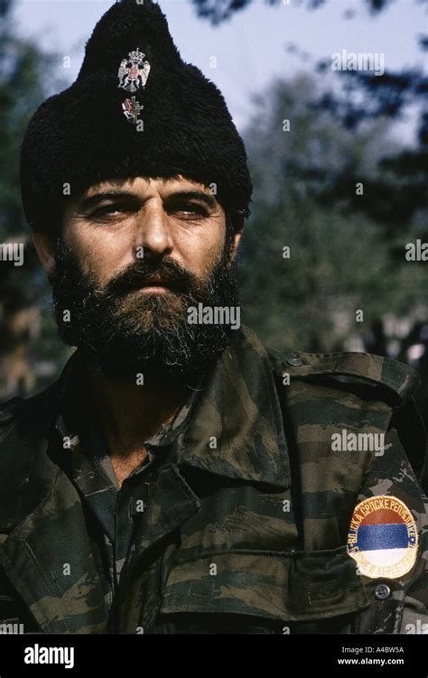 Serbians The Bosnian Serb Chetnik Soldier Saravejo September 1992 Stock