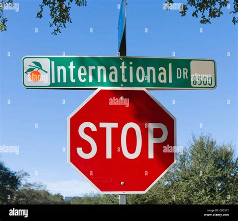 Street And Stop Signs International Drive Orlando Central Florida