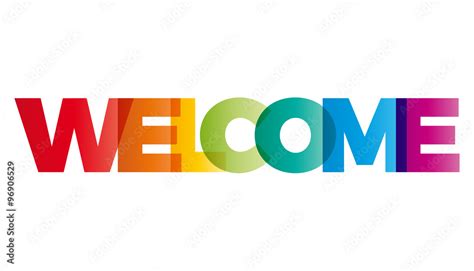 The Word Welcome Vector Banner With The Text Colored Rainbow Stock