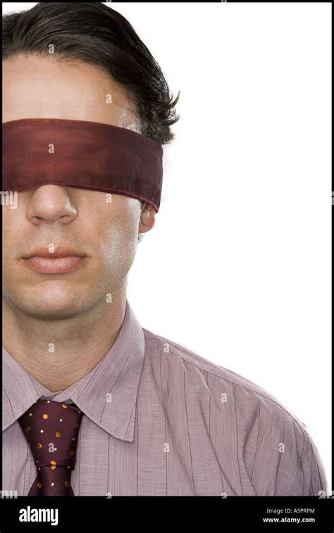 Close Up Of A Businessman Wearing A Blindfold Stock Photo Alamy