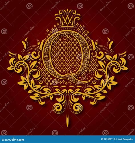 Letter Q Heraldic Monogram In Coats Of Arms Form Vintage Golden Logo