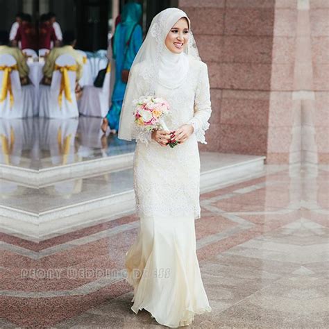 Fashion Simple Chiffon Lace Hijab Muslim Wedding Dresses Sheath Muslim