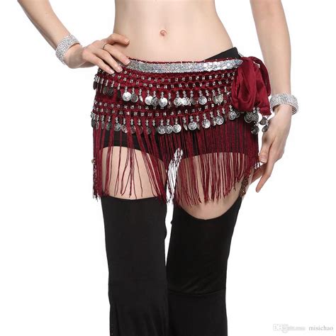 2020 Belly Dance Hip Scarf Tribal Coins Hip Skirt Belly Dancing Fringe Belt Tassel Shawl Wraps