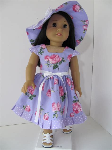 summer dress and hat for 18 inch doll etsy doll clothes american girl girl doll clothes