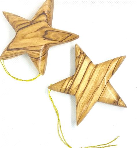 Star Ornaments Olive Wood Holy Land Handmade Grade A Christmas Etsy