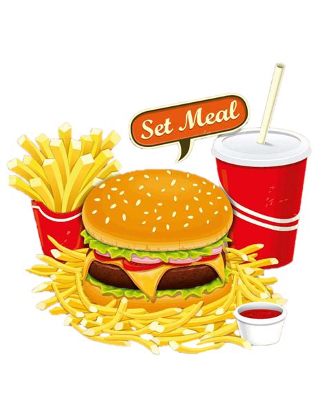Hamburger Fast Food Junk Food Breakfast Clip Art Cartoon Burger Set
