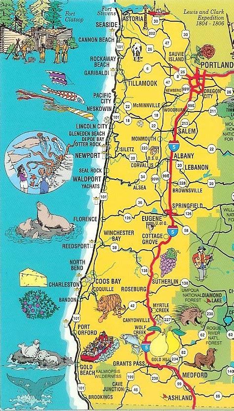 Tide Pools Oregon Coast Map State Coastal Towns Map