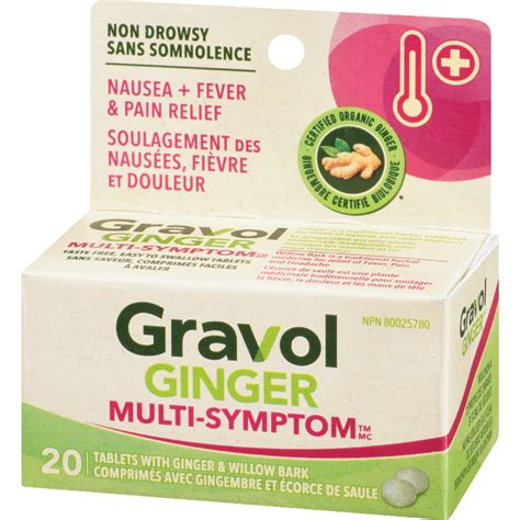 2 Pack Gravol Multi Symptom Antinauseant Pain Reliever Fever Reducer