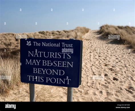Naturist Sign At Studland Beach Isle Of Purbeck Dorset Uk Stock