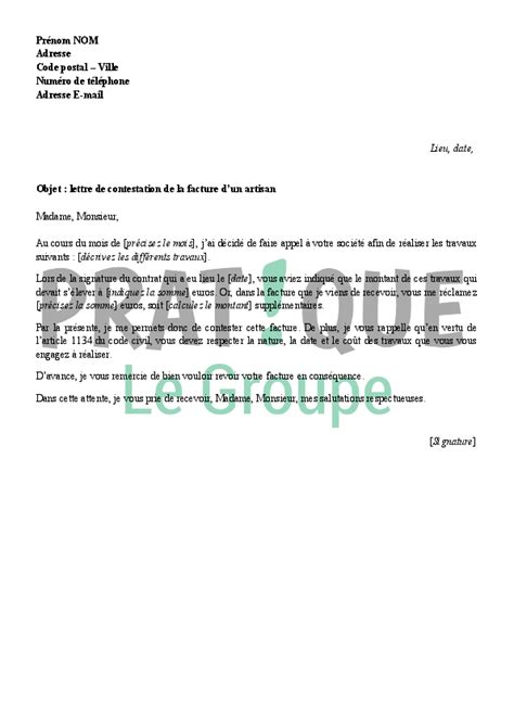 Lettre De Reclamation Facture Sfr Modele Lettre Contestation Facture