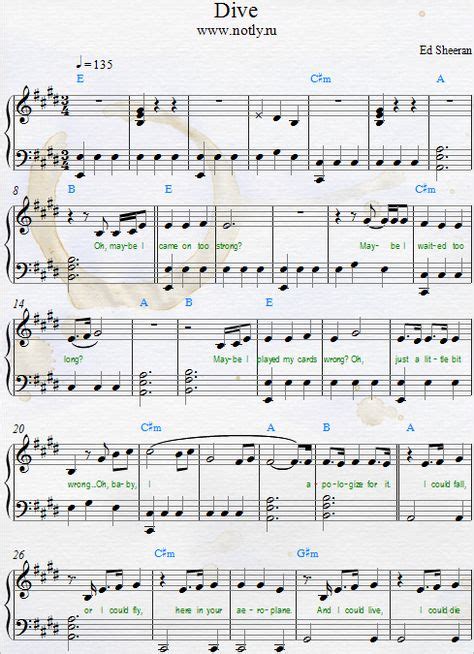 # перевод песни happier (ed sheeran). Ed Sheeran — Dive PDF from Divide Piano Sheets Download ...