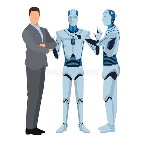Jobless Robot Instead Of Humans Vektor Illustrationer Illustration