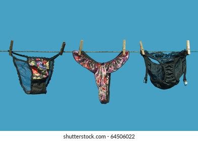 Sexy Panties Hanging On Clothesline Against Stock Photo 64506022