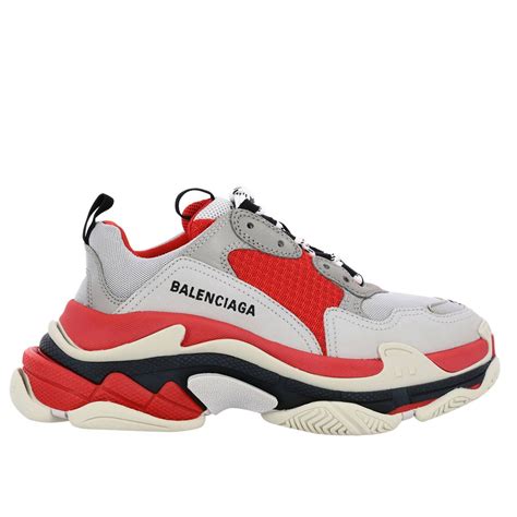 Balenciaga Outlet Triple S Running Sneakers In Leather And Micro Mesh