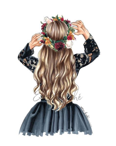Flower Crown Hair Illustration Fashion Illustration Fashion Art