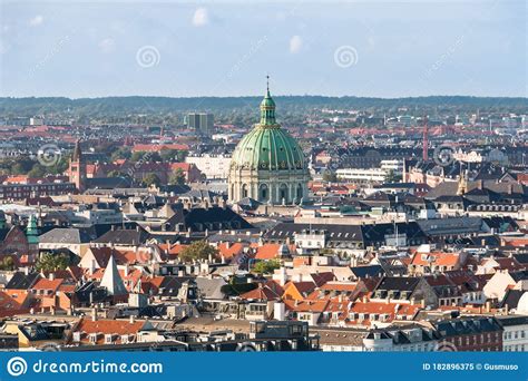 Panoramic View Of Copenhagen Cityscape With The Dome Of The Frederik S