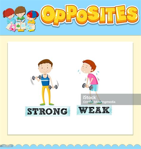 Opposite Words For Strong And Weak Stock Illustration Download Image