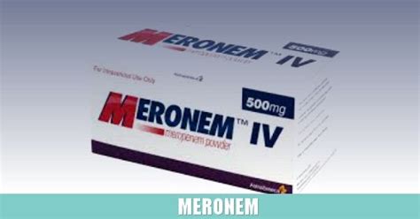Meronem intravenöz (damar içi) enjeksiyon veya infüzyon için beyaz ila açık sarı renkli steril toz içeren flakonda sunulmaktadır. Meronem 500 Mg 1 Flakon Nedir, Ne İşe Yarar, Yan Etkileri ...
