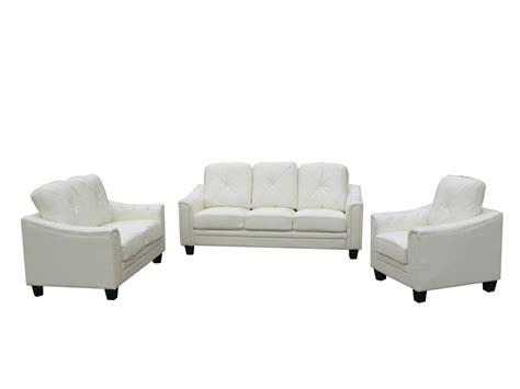 Buy Myco Walden Sofa Loveseat And Chair Set 3 Pcs In White Bonded