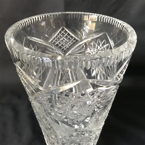 Stunning Vintage Large Cut Crystal Flower Vase Carol S True Vintage And Antiques