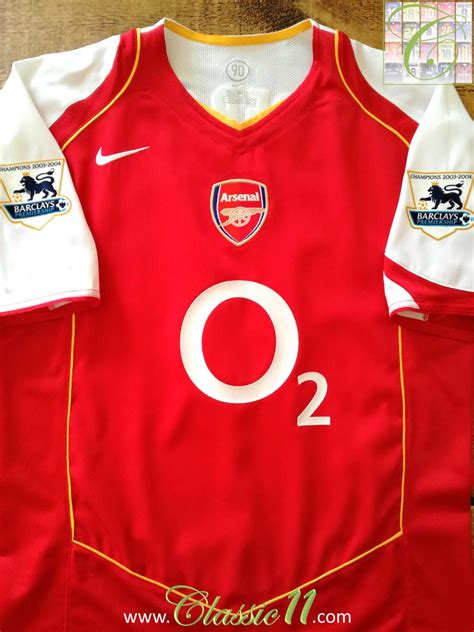 Arsenal Home Football Shirt 2004 2005 Sponsored By O2