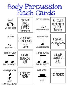 body percussion rhythm activities sheet  lets play