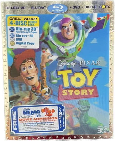 Disney Pixar Toy Story 4 Disc Combo Pack Blu Ray 3d 2d Dvd Digital Copy