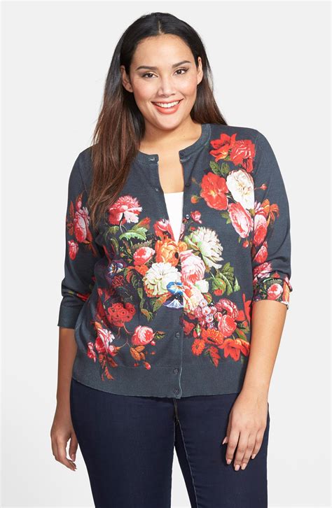 Halogen Floral Print Cardigan Plus Size Nordstrom