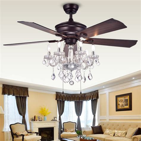 Warehouse Of Tiffany Havorand 52 Inch 5 Blade Ceiling Fan With Crystal