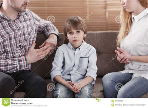 Sad Child While Parents Arguing Stock Image Image Of Couple Autism