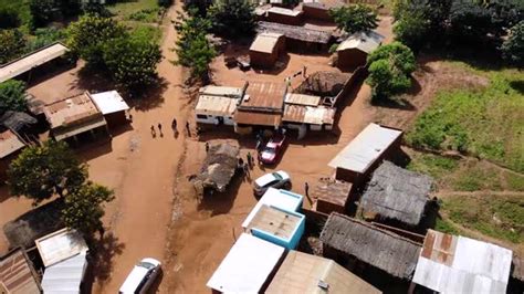 Rural African Slum Village In Malawi Poor Neighborhood Daily Life