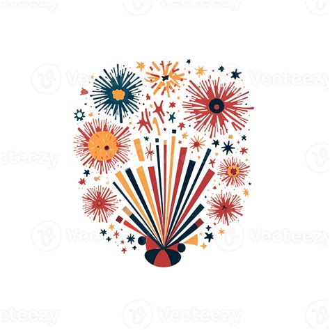 Colorful Fireworks Isolated On Transparent Background Ai Generated