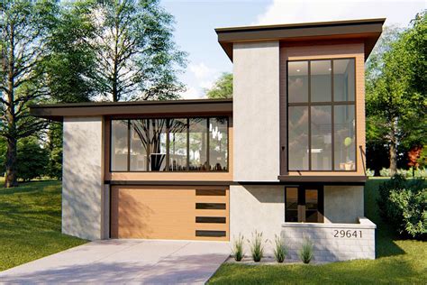 Striking Modern House Plan With Courtyard And Drive Under Garage 62726dj Architectural