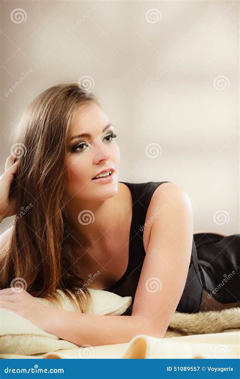 Woman In Lingerie On Bed Stock Image Image Of Hair Flirt 51089557