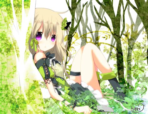 Blonde Hair Butterfly Dress Forest Green Nana Kusun