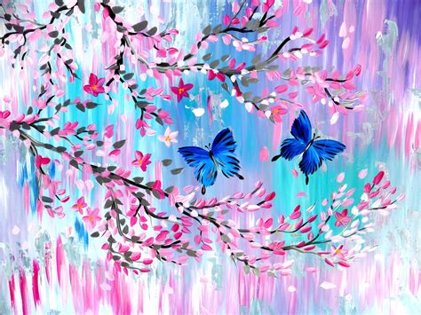 Japanese Cherry Blossom Butterfly Art Butterfly T Etsy Australia
