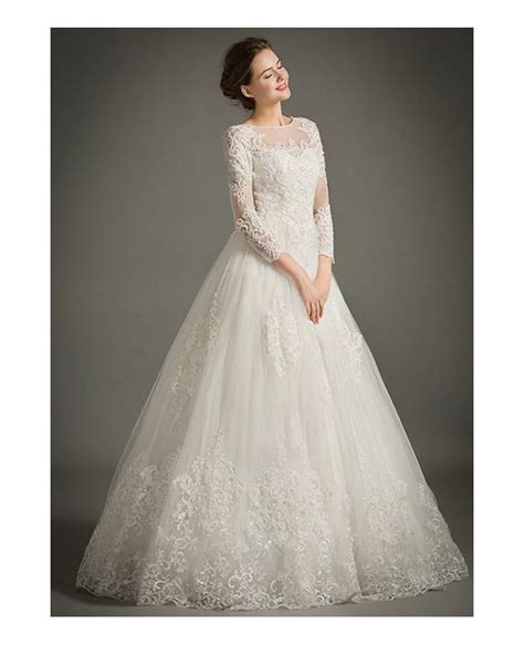 Classic A Line High Neck Floor Length Tulle Wedding Dress With