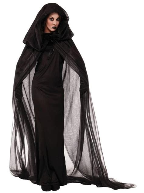 M Xl Women Witch Halloween Costume Black Fancy Evil Long