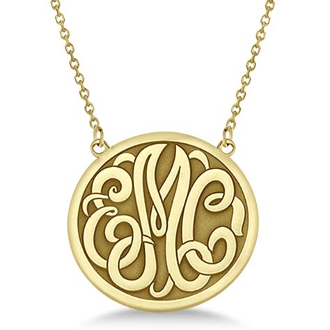 Engraved Initial Circle Monogram Pendant Necklace 14k Yellow Gold