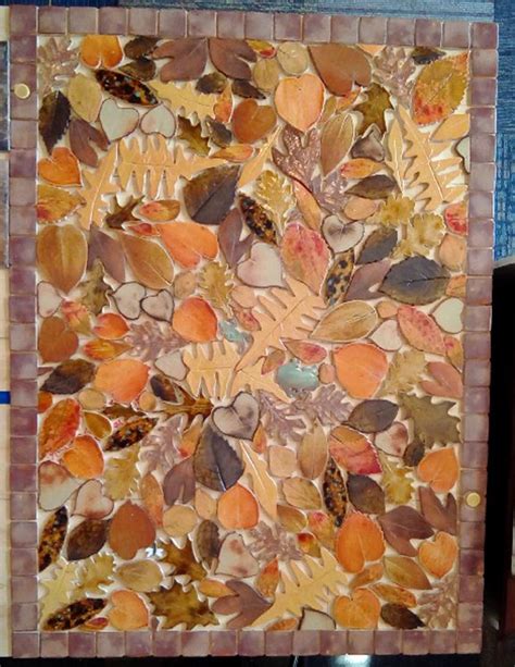 Autumn Leaves Handmade Ceramic Tile Leaf Floor Design
